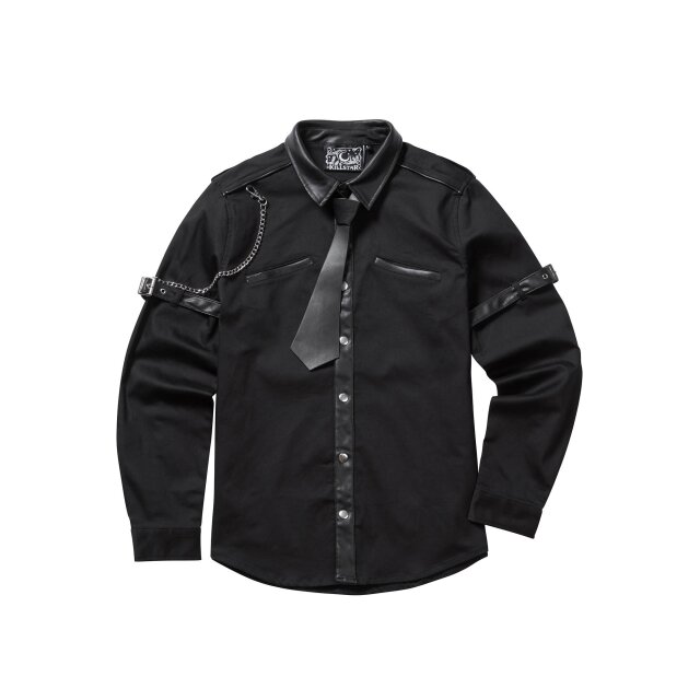 KILLSTAR Lux Button-Up Shirt Gothic-Punk Mens Shirt with Imitation Leather Tie