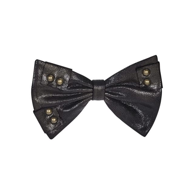 PUNK RAVE Steampunk bow tie Lester in velour with studs in black or brown