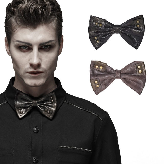 PUNK RAVE Steampunk bow tie Lester in velour with studs...