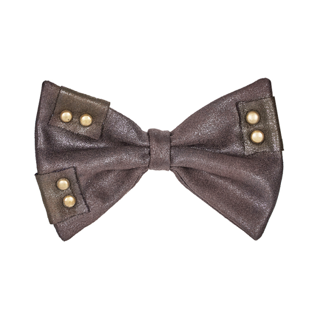PUNK RAVE Steampunk bow tie Lester in velour with studs in black or brown
