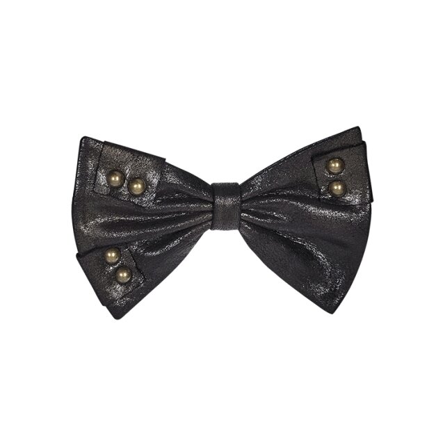 PUNK RAVE Steampunk-Fliege Lester aus Velours mit Nieten in schwarz