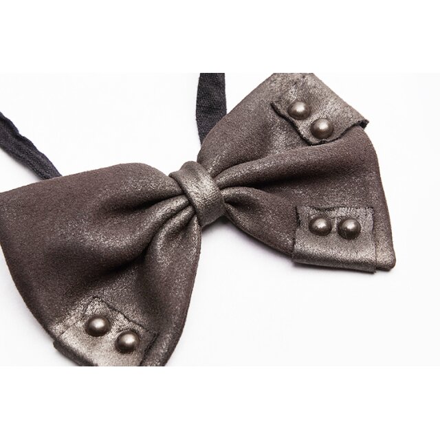 PUNK RAVE Steampunk bow tie Lester in velour with studs in black or brown