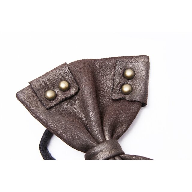 PUNK RAVE Steampunk bow tie Lester in velour with studs in black or brown