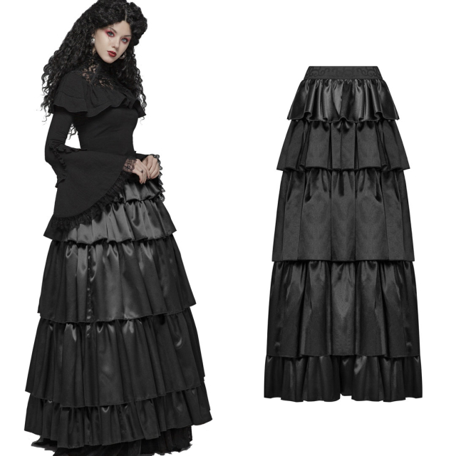 Beautiful long gothic / steampunk volant skirt in black...