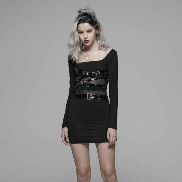 Punk mini dress Radioactive with lacquer straps by PUNK RAVE