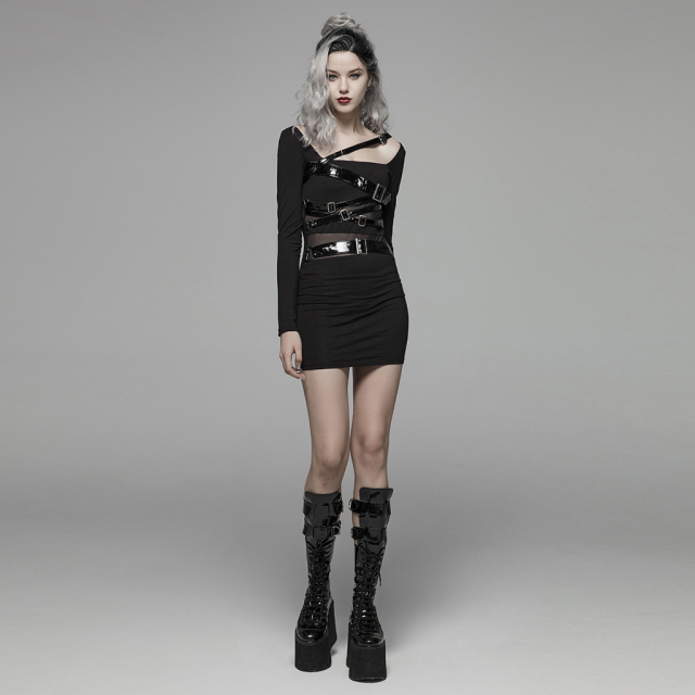 Punk mini dress Radioactive with lacquer straps by PUNK RAVE