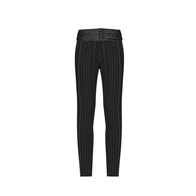 PUNK RAVE Steampunk Pants Rufus with brocade cummerbund and brown stripes