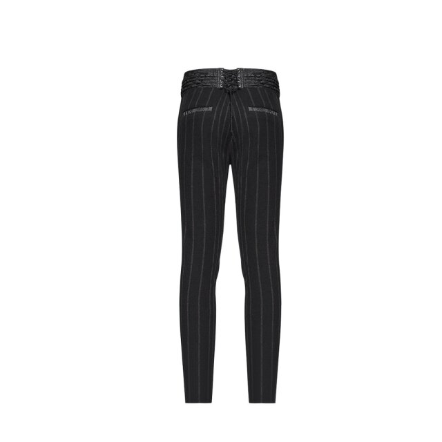 PUNK RAVE Steampunk Pants Rufus with brocade cummerbund and brown stripes