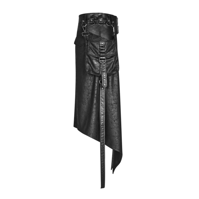 PUNK RAVE LARP-/Medieval apron Svärd in veggie leather in used look with bag