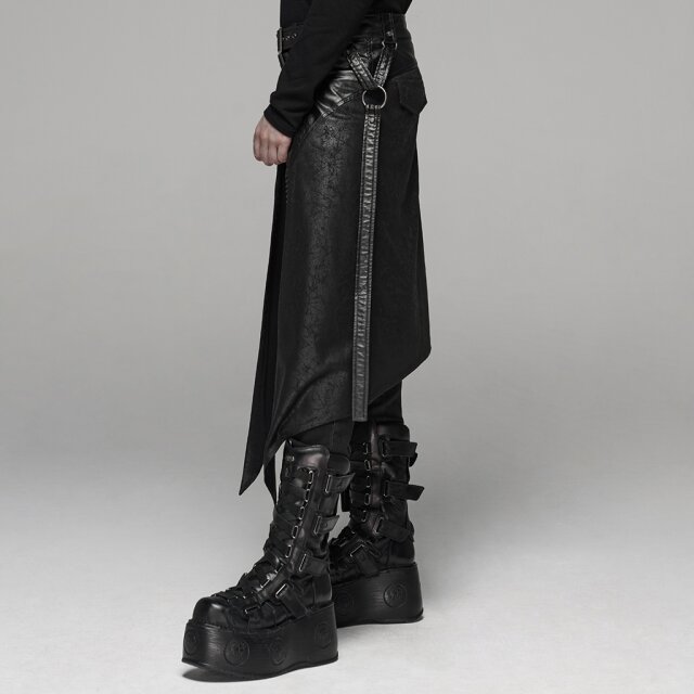 PUNK RAVE LARP-/Mittelalter Schurz Svärd in Veggie-Leder im Used-Look mit Tasche - Größe XXL