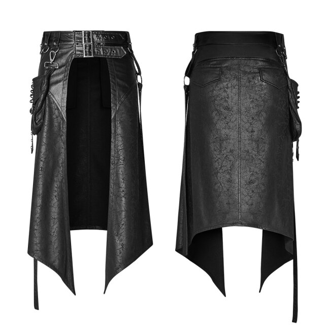 PUNK RAVE LARP-/Mittelalter Schurz Svärd in Veggie-Leder im Used-Look mit Tasche - Größe XXL