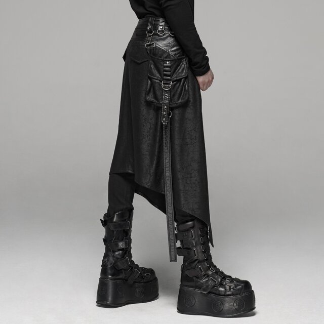 PUNK RAVE LARP-/Mittelalter Schurz Svärd in Veggie-Leder im Used-Look mit Tasche - Größe XXL