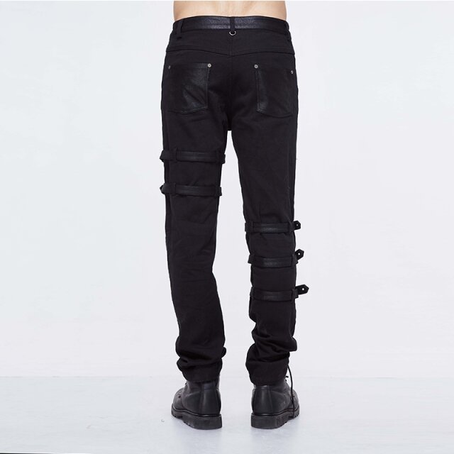 Punk- / Gothic-Stretch-Jeans Tornado in destroyed look with straps and lacing