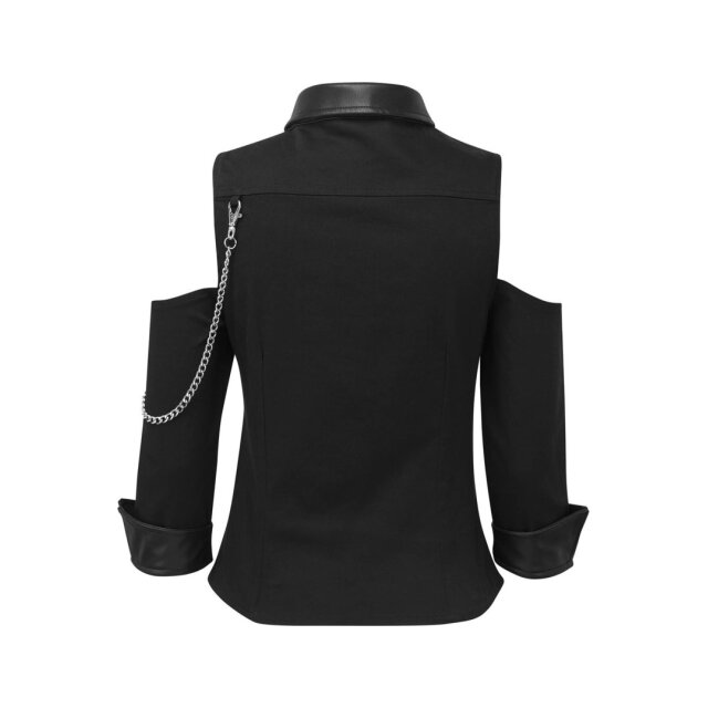 KILLSTAR Kalista Teachers Pet Shirt Punk-Bluse mit Kunstlederdetails und -krawatte - Größe S