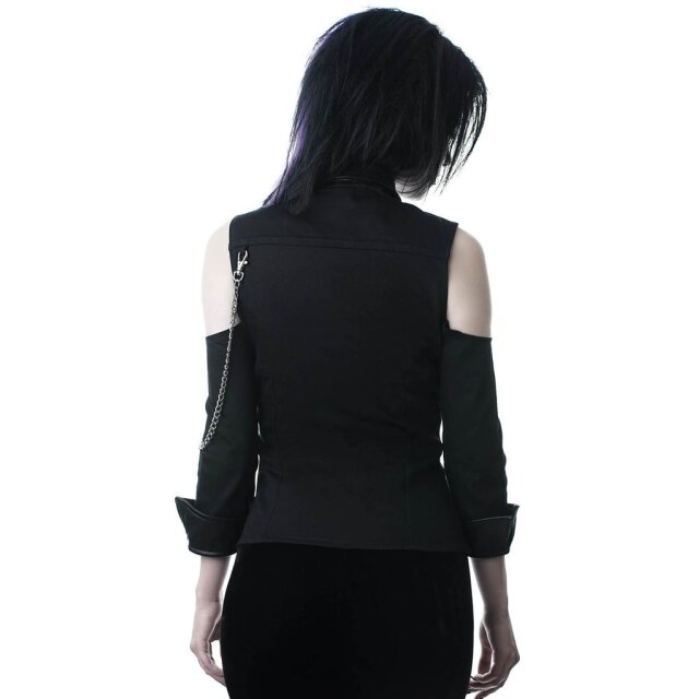 KILLSTAR Kalista Teachers Pet Shirt Punk-Bluse mit Kunstlederdetails und -krawatte - Größe S