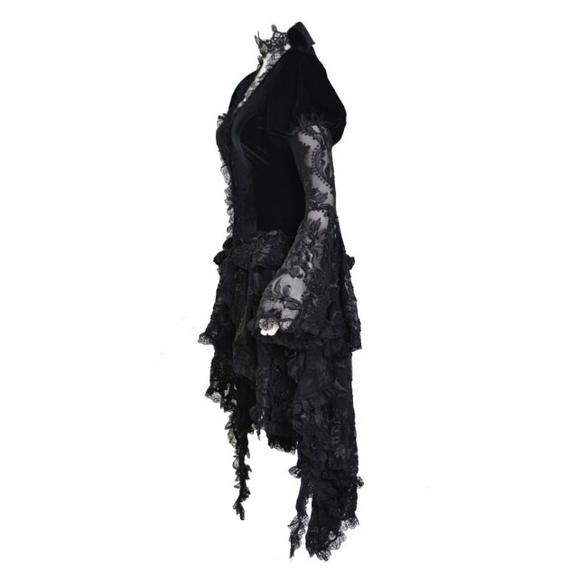 Victorian velvet jacket Lady Sybil with long lace peplum and lace sleeves