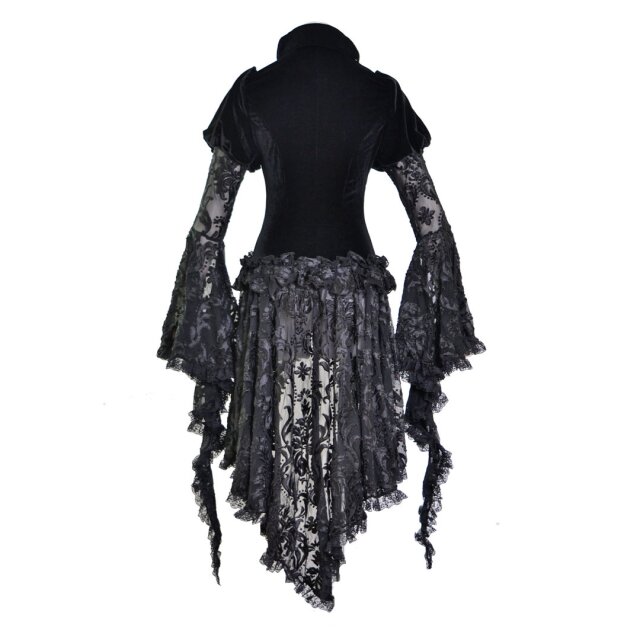 Victorian velvet jacket Lady Sybil with long lace peplum and lace sleeves