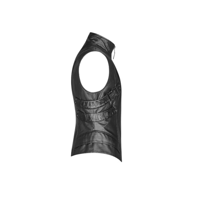 Glänzende PUNK RAVE Weste Cyborg mit Stehkragen aus robustem gewachstem Material - Größe 3XL