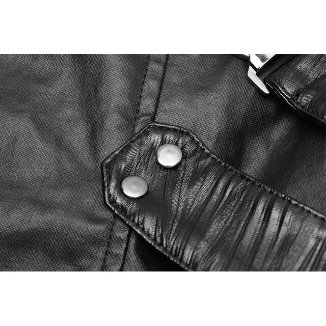 Glänzende PUNK RAVE Weste Cyborg mit Stehkragen aus robustem gewachstem Material - Größe 4XL