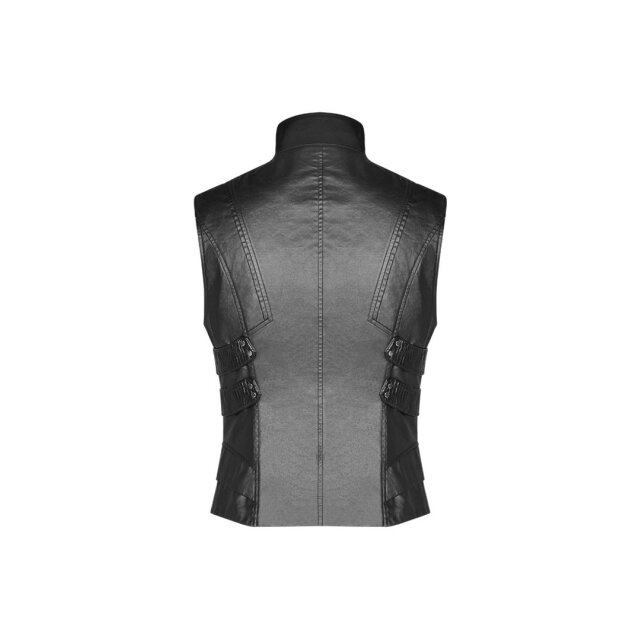 Glänzende PUNK RAVE Weste Cyborg mit Stehkragen aus robustem gewachstem Material - Größe 4XL