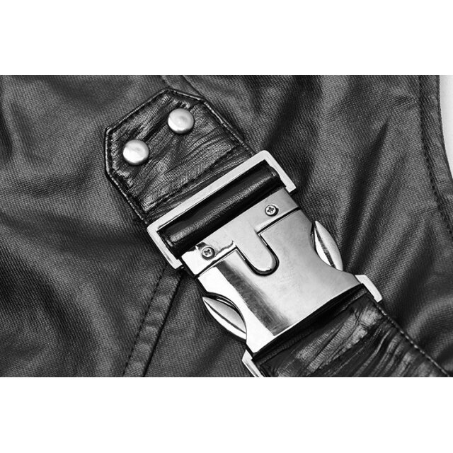 Glänzende PUNK RAVE Weste Cyborg mit Stehkragen aus robustem gewachstem Material - Größe 4XL