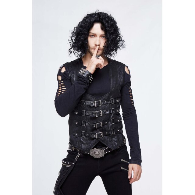 LARP-/ Gothic-Vest Bloodline made of brocade and velour with rivets and buckles
