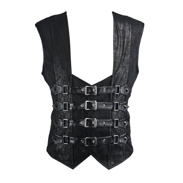 LARP-/ Gothic-Weste Bloodline aus Brokat und Velours mit Nieten und Schnallen - Größe 3XL