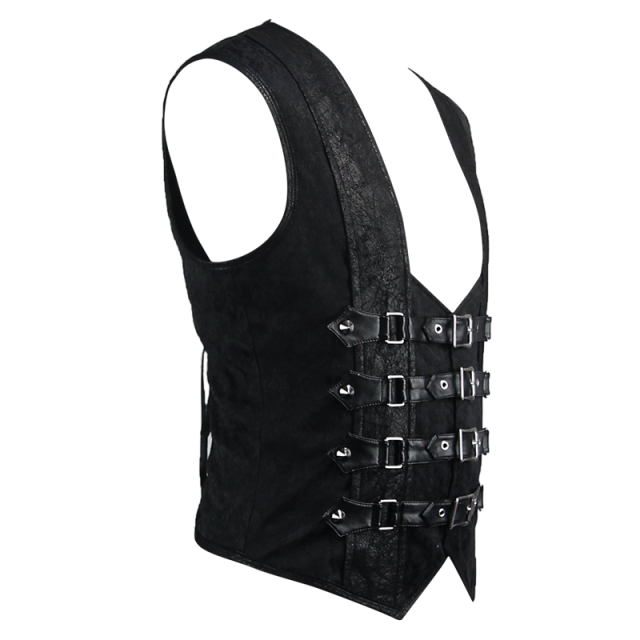 LARP-/ Gothic-Weste Bloodline aus Brokat und Velours mit Nieten und Schnallen - Größe 3XL