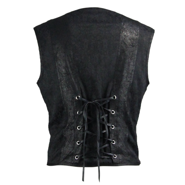 LARP-/ Gothic-Weste Bloodline aus Brokat und Velours mit Nieten und Schnallen - Größe 3XL