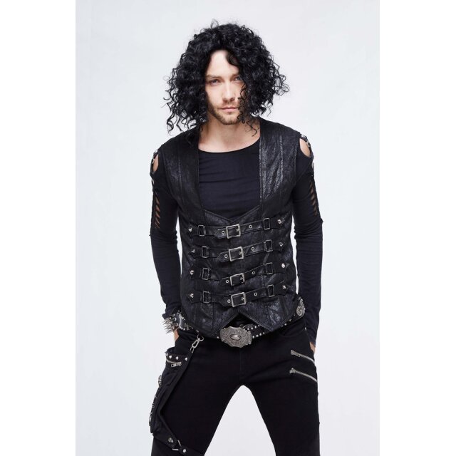 LARP-/ Gothic-Weste Bloodline aus Brokat und Velours mit Nieten und Schnallen - Größe 3XL