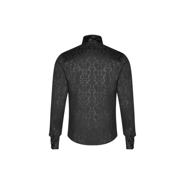 Asymmetrisches  PUNK RAVE Brokathemd Adamant mit Stehkragen und bestickten Satinmanschetten - Größe 4XL