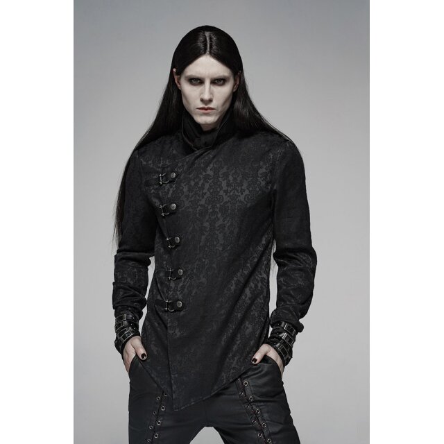 Asymmetrisches  PUNK RAVE Brokathemd Adamant mit Stehkragen und bestickten Satinmanschetten - Größe 4XL