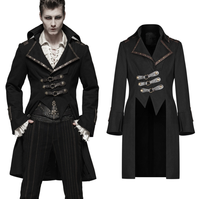 PUNK RAVE Steampunk frock coat Asylum with strap and big lapel