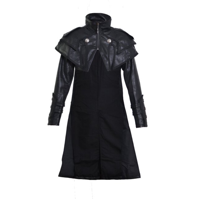 Punk-/LARP-artificial leather coat Sakrileg with shoulder cape L