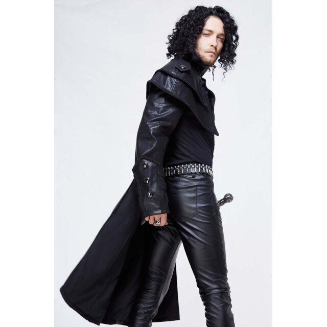 Punk-/LARP-artificial leather coat Sakrileg with shoulder cape L