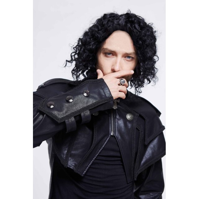 Punk-/LARP-artificial leather coat Sakrileg with shoulder cape L
