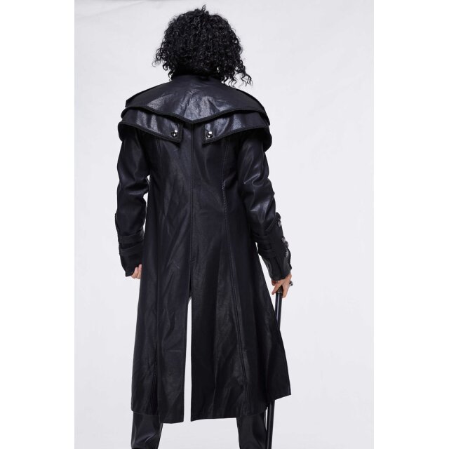 Punk-/LARP-artificial leather coat Sakrileg with shoulder cape L