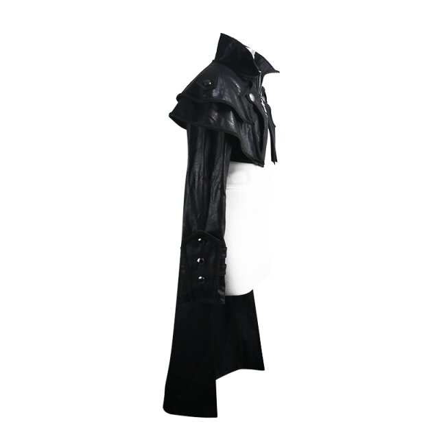 Punk-/LARP-artificial leather coat Sakrileg with shoulder cape L