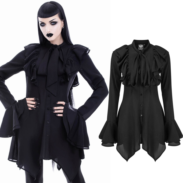 Killstar Gothic ladies tops victorian Gu Goth chiffon long blouse Runa