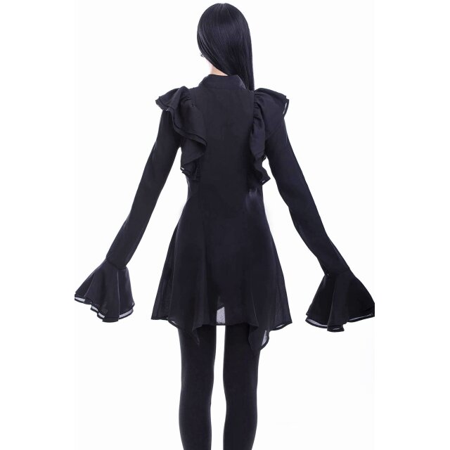 KILLSTAR Runa Chiffon-Longbluse mit Schluppe und Rüschen XS
