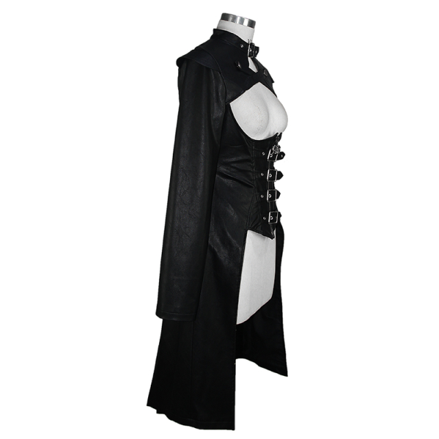 Veggie Leather Corset Coat Sepsis with Straps and Buckles