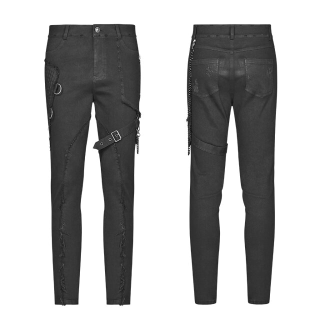 Black denim trousers Inferno with straps by PUNK RAVE