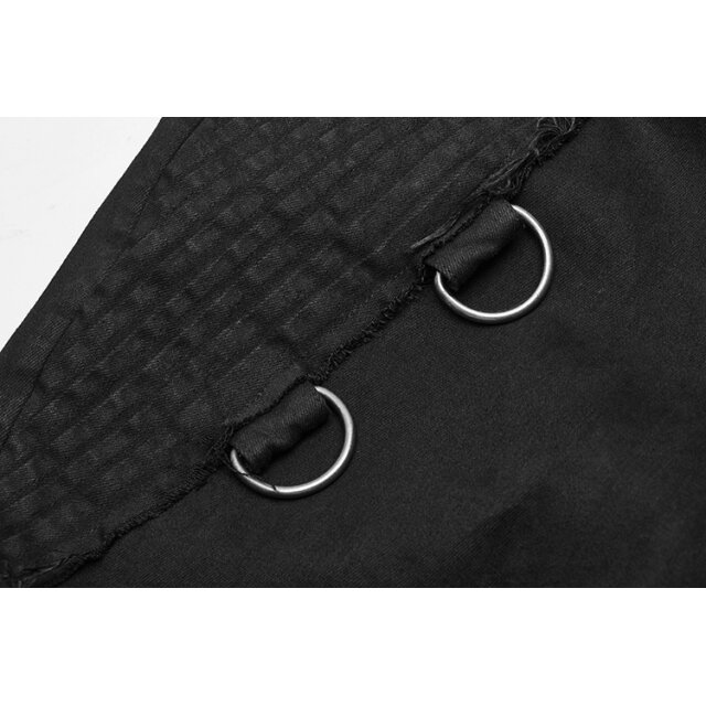 Black denim trousers Inferno with straps by PUNK RAVE