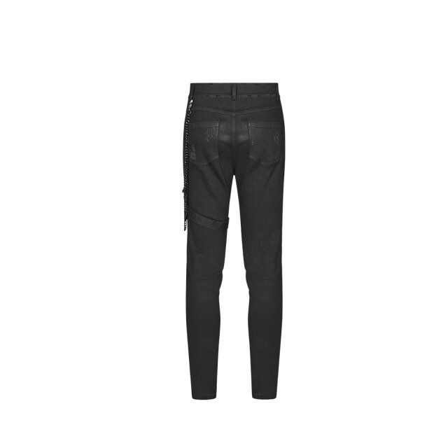 Black denim trousers Inferno with straps by PUNK RAVE
