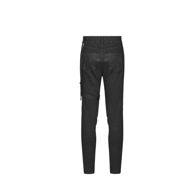 Schwarze Denim Hose Inferno mit Riemen von PUNK RAVE XL