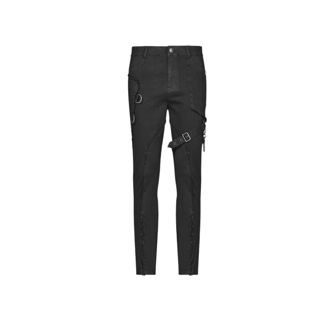 Black denim trousers Inferno with straps by PUNK RAVE