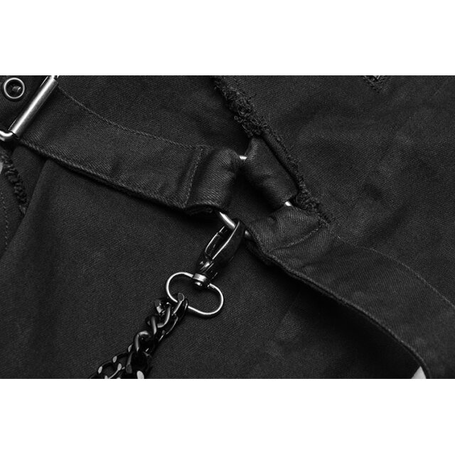 Black denim trousers Inferno with straps by PUNK RAVE