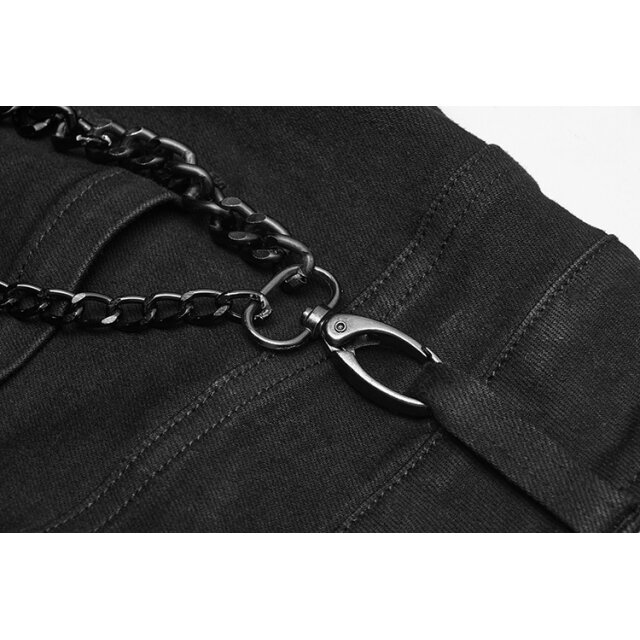 Black denim trousers Inferno with straps by PUNK RAVE