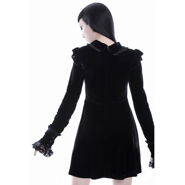 KILLSTAR Fall From Grace high-necked velvet mini dress with cut-out and brooch