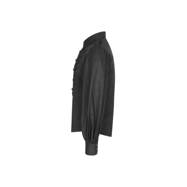 Herrenhemd Black Jack mit Borten im Posamentenstil und weiten Dichterärmeln 4XL